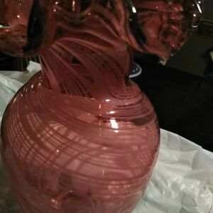 Fenton Swirled Cranberry  Glass Vase 9 "